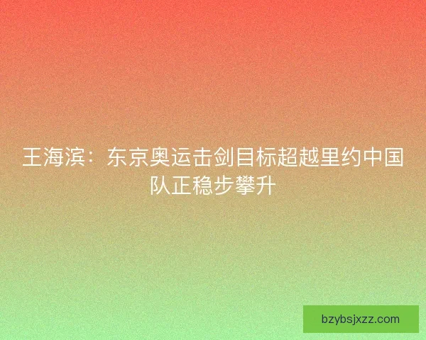 王海滨：东京奥运击剑目标超越里约中国队正稳步攀升